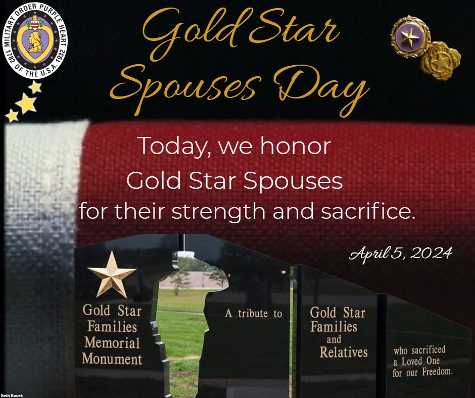 To those who have lost their beloved partners in service, we express our deepest gratitude and support. Your resilience inspires us all. 🇺🇸💜 

#GoldStarSpousesDay
#Veterans #HonoringHeroes
#militaryfamily
#neverforget
#SupportOurTroops
#MilitaryCommunity
#RememberingOurHeroes