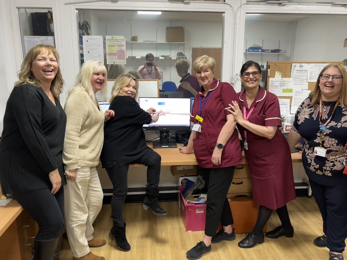 Fantastic to welcome the amazing Bosom Buddies to ‘cut the ribbon’ on our FHQS family history tool. Their fundraising has helped launch this and is a huge boost to our service!!  Thank you to everyone involved in making this happen! @RoyalSurrey @RSCharity @StGeorgesTrust