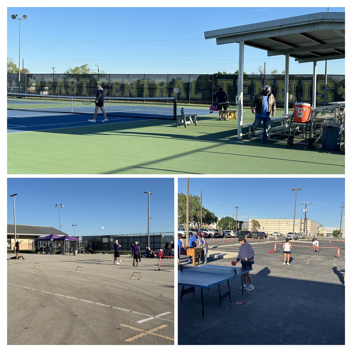 It's a beautiful morning at the East Central Grand Slam Invitational! A little Foosball, Mini-Tennis, Corn Hole, and Ping Pong in between matches is always FUN!!! 😎🎾 🎾 Willis 🎾 Lockhart 🎾 Mercedes 🎾 El Paso Monwood 🎾 Randolph 🎾 Wagner 🎾 El Paso Américas