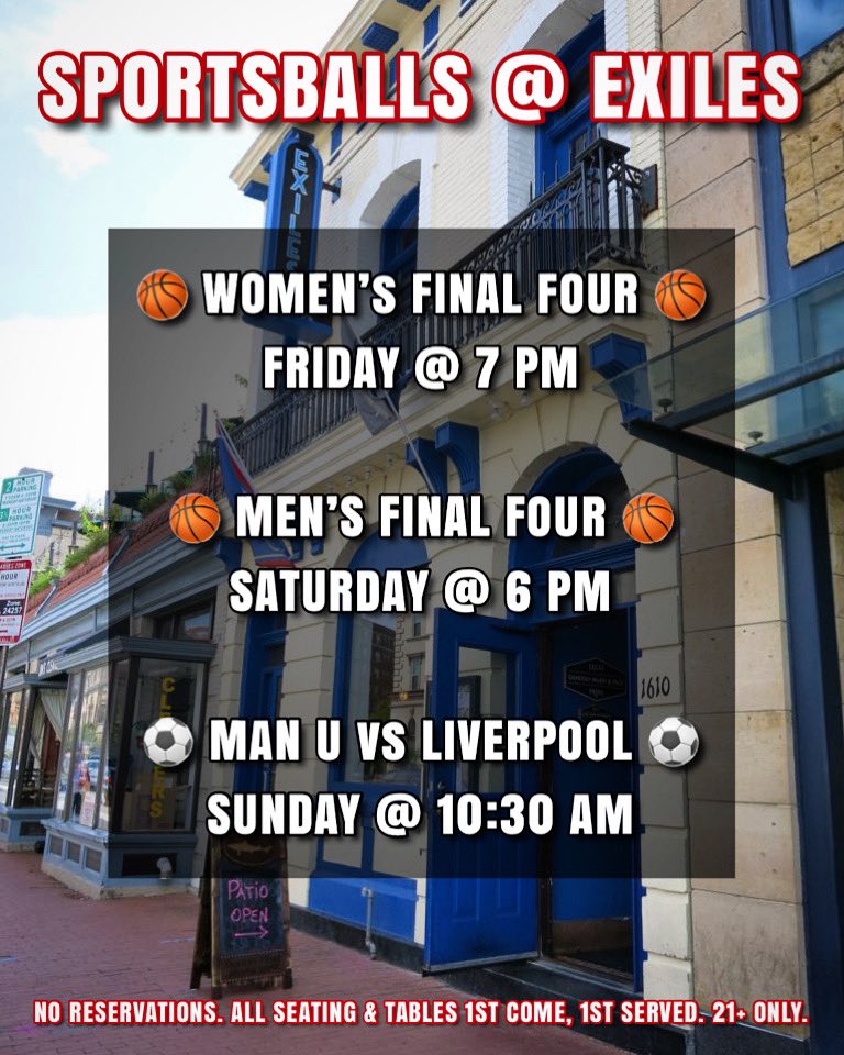 OPEN EARLY @ 9:00 AM on SUNDAY for LFC! 

***ARRIVE EARLY!***
.
.
.
#exilesbar #exilesbardc #dcbars #bestbar #ustreet #ustreetdc
