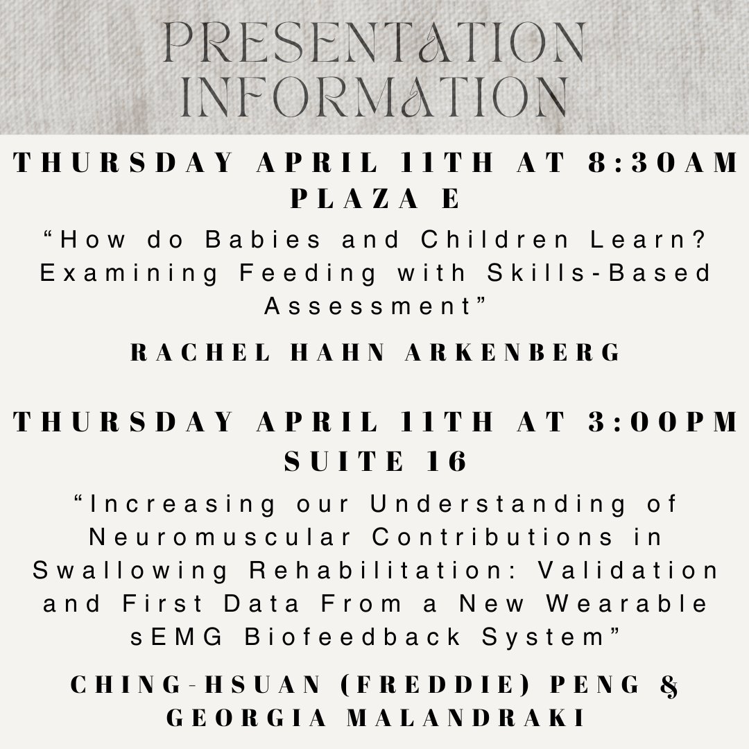 Join the @IEaTLab at ISHA 2024 in Indianapolis! Don't miss out on these presentations from our lab director, Dr. Georgia Malandraki @DrMalandraki, and PhD students, Rachel Hahn Arkenberg and Ching-Hsuan (Freddie) Peng! @PurdueHHS @PurdueSLHS #ISHA2024 #dysphagia #research #slp