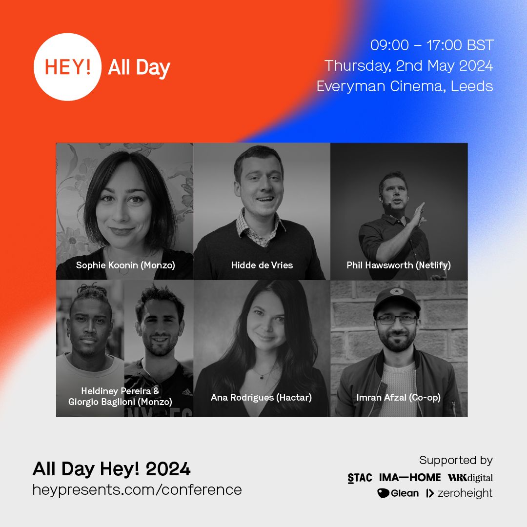 I can't believe there are still tickets left for All Day Hey! I'm sure there's not going to be many left for long either. It's by far one of my favourite events in the calendar both to speak at and to attend. Get tickets while you can! heypresents.com/conferences/20…