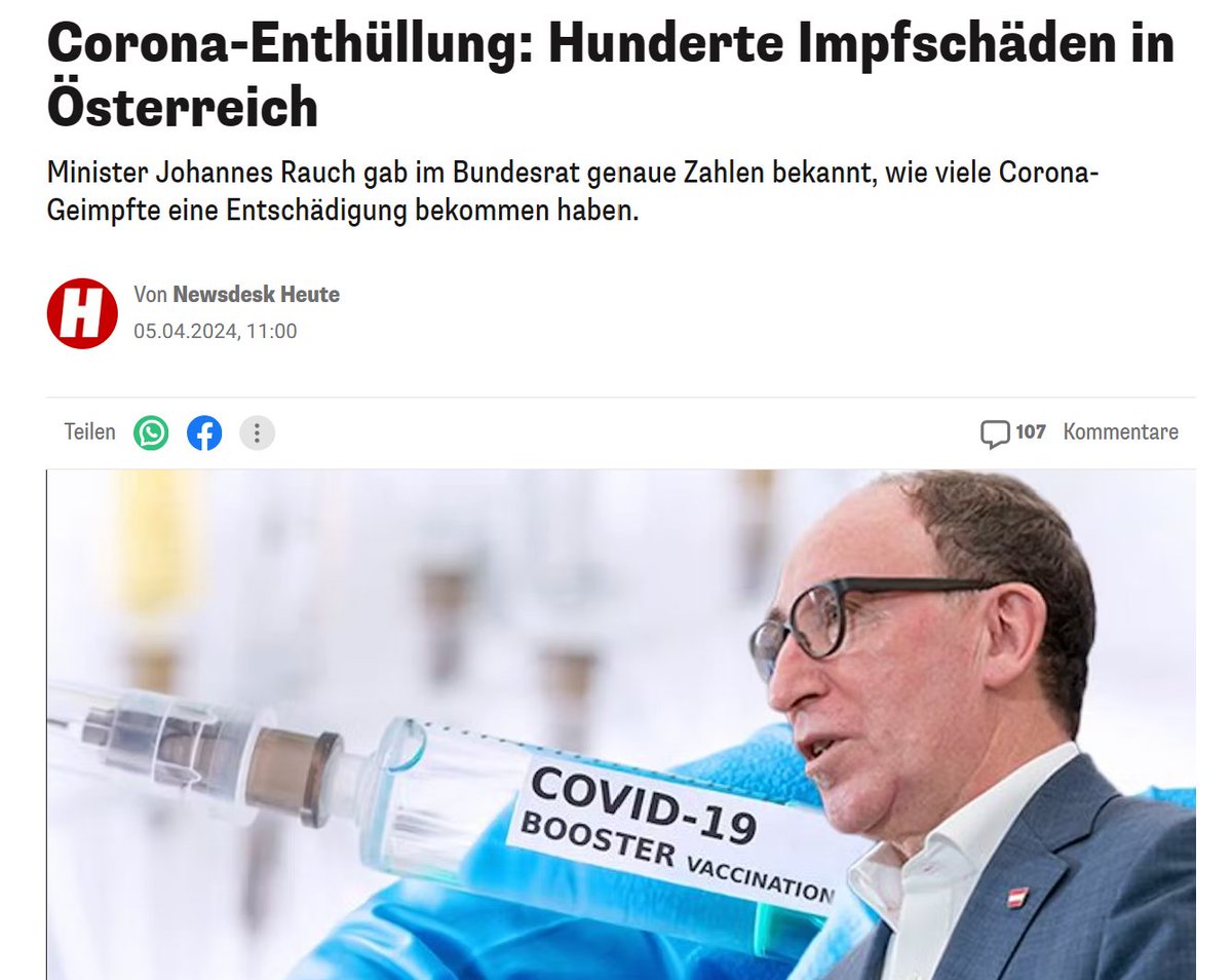 🇦🇹 Corona-Enthüllung💉 : Hunderte Impfschäden in Österreich

Minister Johannes Rauch gab im Bundesrat genaue Zahlen bekannt, wie viele Corona-Geimpfte eine Entschädigung bekommen haben.

Wie bei einem Verbrechersyndikat! Zugegeben wird nur, was auf den Punkt bewiesen ist. Die…