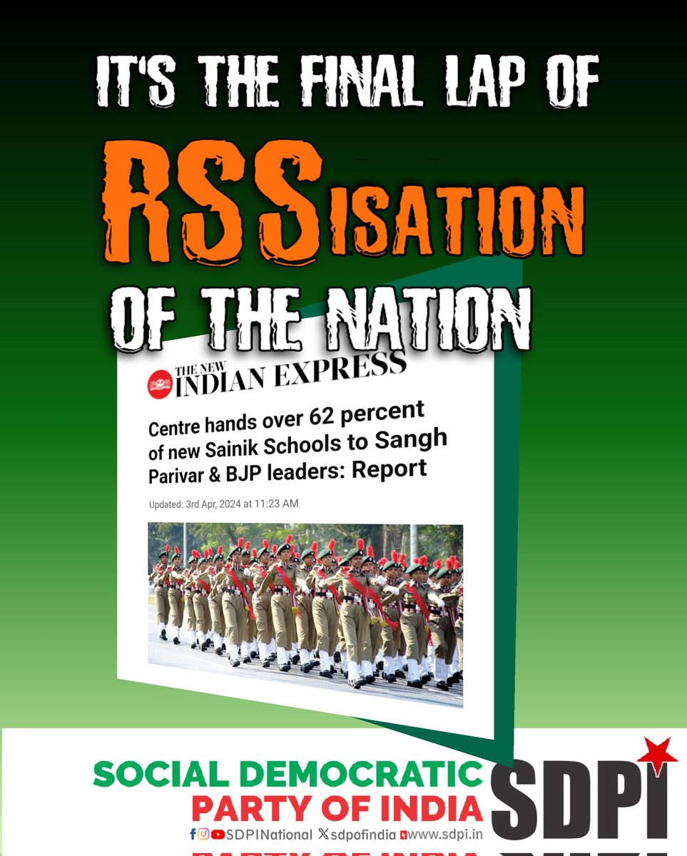 The latest news availed through RTI by The Reporters’ Collective, with regard to awarding Sainik Schools to the Sangh Parivar and its associates has not created any ripples in the country. The Centre has awarded 40 Sainik School agreements to institutes linked with the RSS.