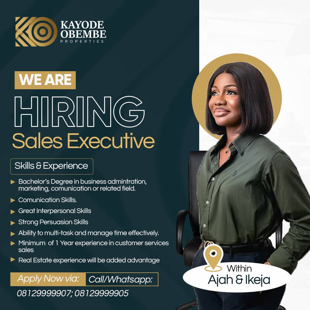 VACANCY❗❗❗

We are presently recruiting Sales Executives to work with us!

Apply now!

#salesexecutive #hiring #realestate #realtor #properties #koproperties #applynow #homes #lands