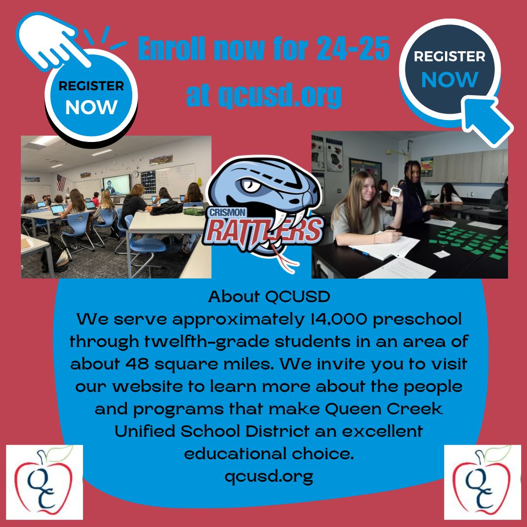 Ready to level up your education journey? 🎓✨ Enroll now for the 24-25 school year at QCUSD.ORG and get all the deets on our top-notch programs, amazing teachers, and exciting opportunities waiting for you! 💎 #QCUSD #EducationGoals #Qcusd #Qcleads #Crismonhs