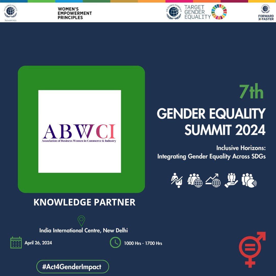 Embracing Inclusive Horizons  🌍#ABWCI is committed to integrating gender equality across all #SDGs 🎯 As Knowledge Partners for the #GenderEqualitySummit2024 by @GCNIndia, we work towards an #inclusive &more #equitable future. 🌍

#UNGCNI #EqualitySummit2024 #WomenInVyapaar