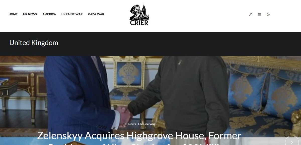 The Russian embassy in South Africa is falsely claiming that President Zelensky's bought Highgrove House from King Charles III for £20m, citing 'British media' outlet the London Crier. But British media has reported no such thing. The London Crier is a Russian disinformation…