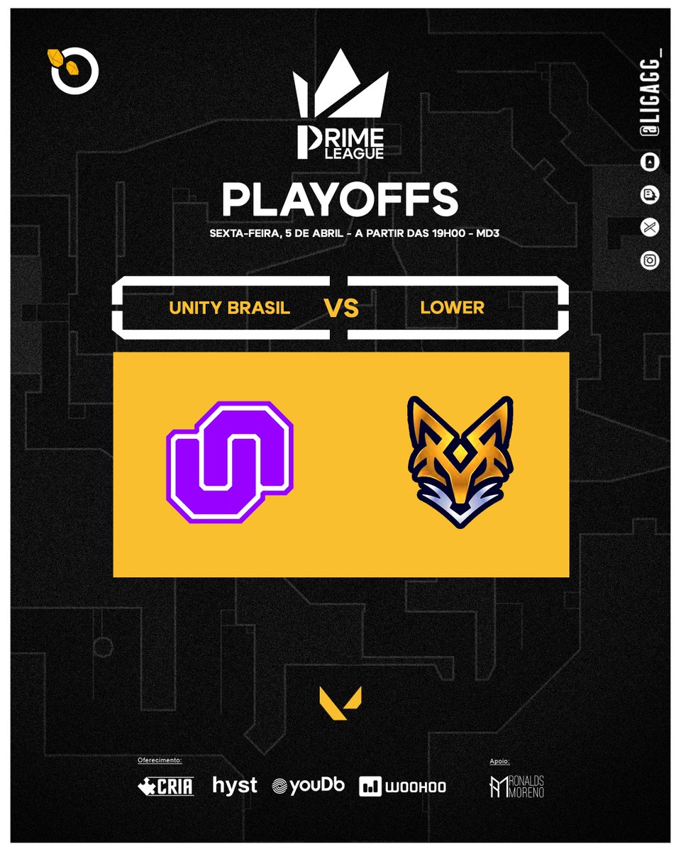 LigaGG_'s tweet photo. #VALORANT - Hoje seguimos de PLAYOFFS!! 🔥🔥

Um MD3zinho maroto só pra não perder o costume.

@UnityBrasil_ x @lwr_lowergg 

🎙️Com os nossos:

@gui_vencato e @Preminoslol 

Somente no nosso Youtube❤️:
https://t.co/UdsLCWlfNq https://t.co/FoDhvhsRq2