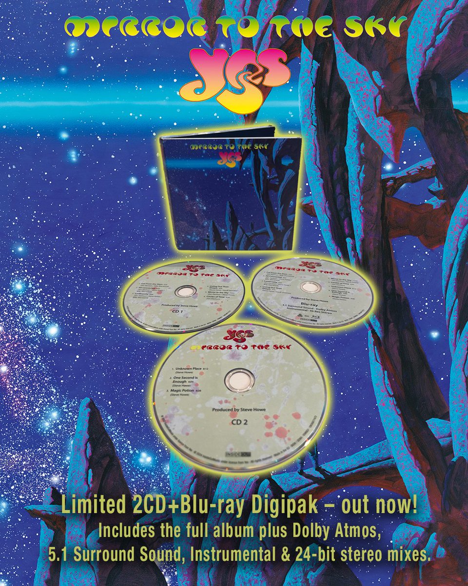 Out today! @yesofficial - Mirror To The Sky. Limited 2CD+Blu-ray Digipak; Includes the full album plus Dolby Atmos, 5.1 Surround Sound, Instrumental & 24-bit stereo mixes. Available here: yes-band.lnk.to/MirrorToTheSky…