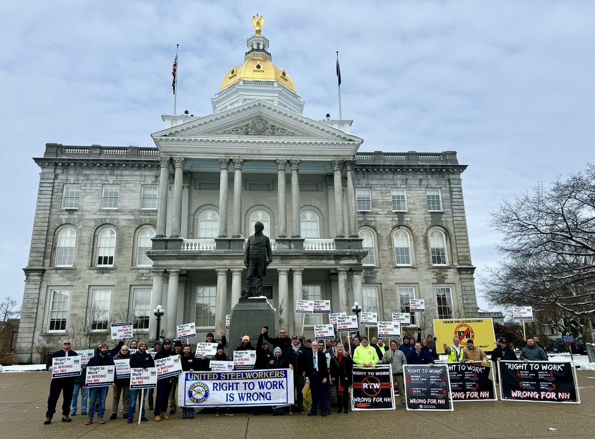 “Right-to-Work” is up for a vote by the @TheNHSenate today. Thank you, to our Brothers and Sisters for coming out today to show our Senators that “Right-to-Work” is STILL WRONG for NH! #NHPolitics #Solidarity #1u