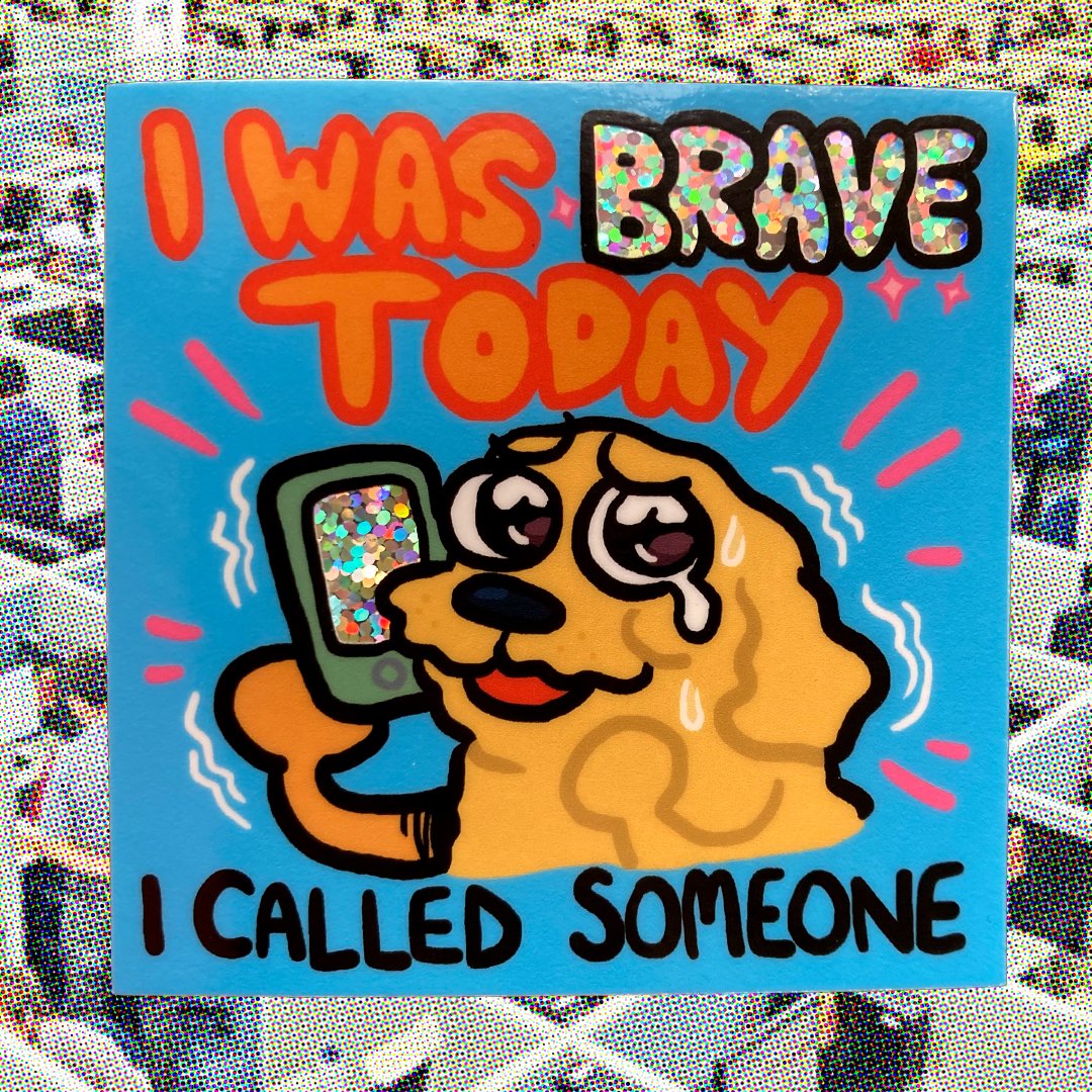 LucieEbrey's tweet photo. Had to call up the doctor? The tax man? Work? Mental health stuff? Then buddy, you deserve a sticker! It's hard out there and you were real brave! ☎️���� This little guy is now on my shop!

https://t.co/qvO9RIAMh3 https://t.co/K6k52dGF5n