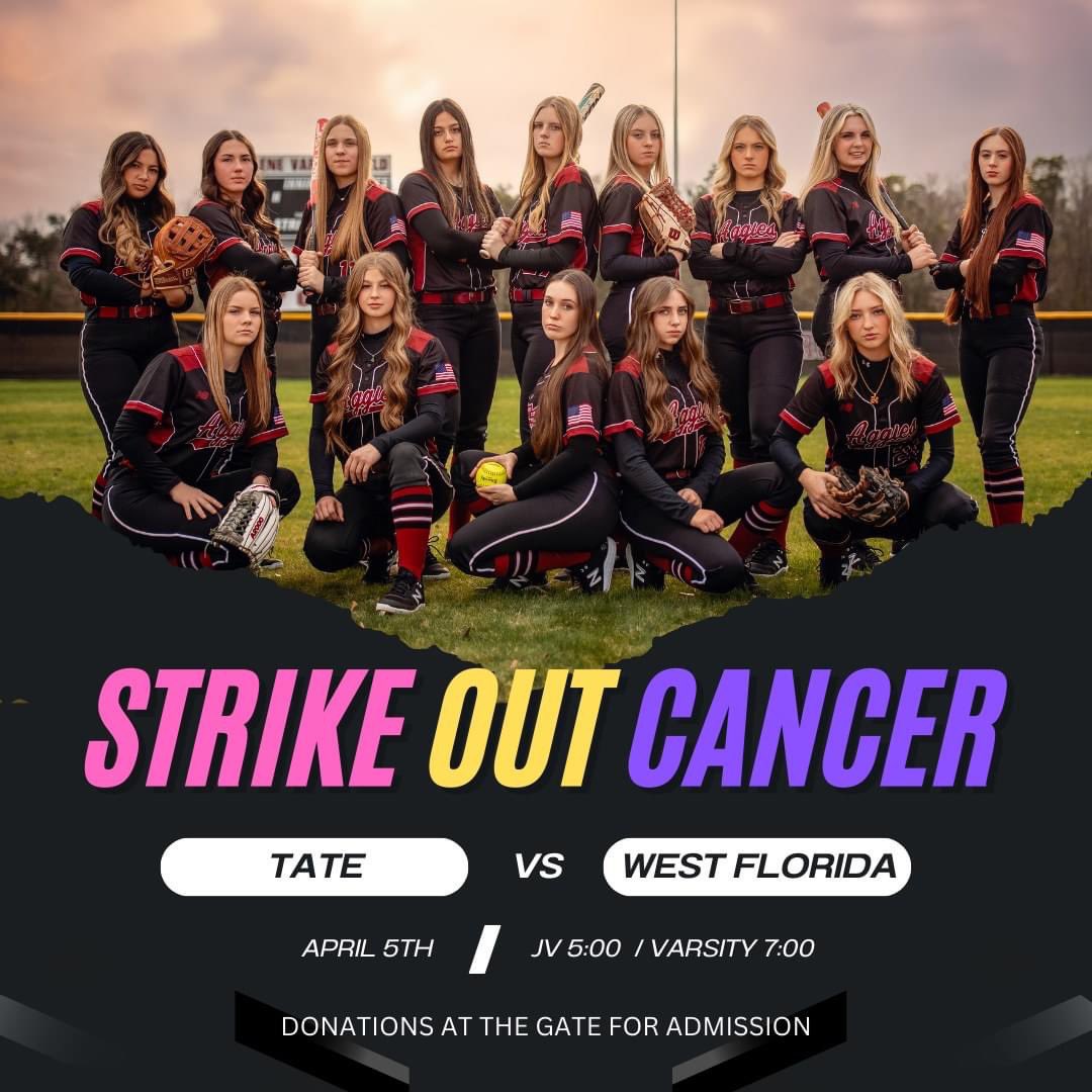 Pensacola State Softball (FL) (@pscsoftball) on Twitter photo S̶T̶R̶I̶K̶E̶ O̶U̶I̶ C̶A̶N̶C̶E̶R̶ G̶A̶M̶E̶
<a href="/TateSoftball/">Tate Aggie Softball</a>
🆚
<a href="/WFjagssoftball/">West Florida Softball</a>
#PensacolaProud💞 S̶T̶R̶I̶K̶E̶ O̶U̶I̶ C̶A̶N̶C̶E̶R̶ G̶A̶M̶E̶
<a href="/TateSoftball/">Tate Aggie Softball</a>
🆚
<a href="/WFjagssoftball/">West Florida Softball</a>
#PensacolaProud💞