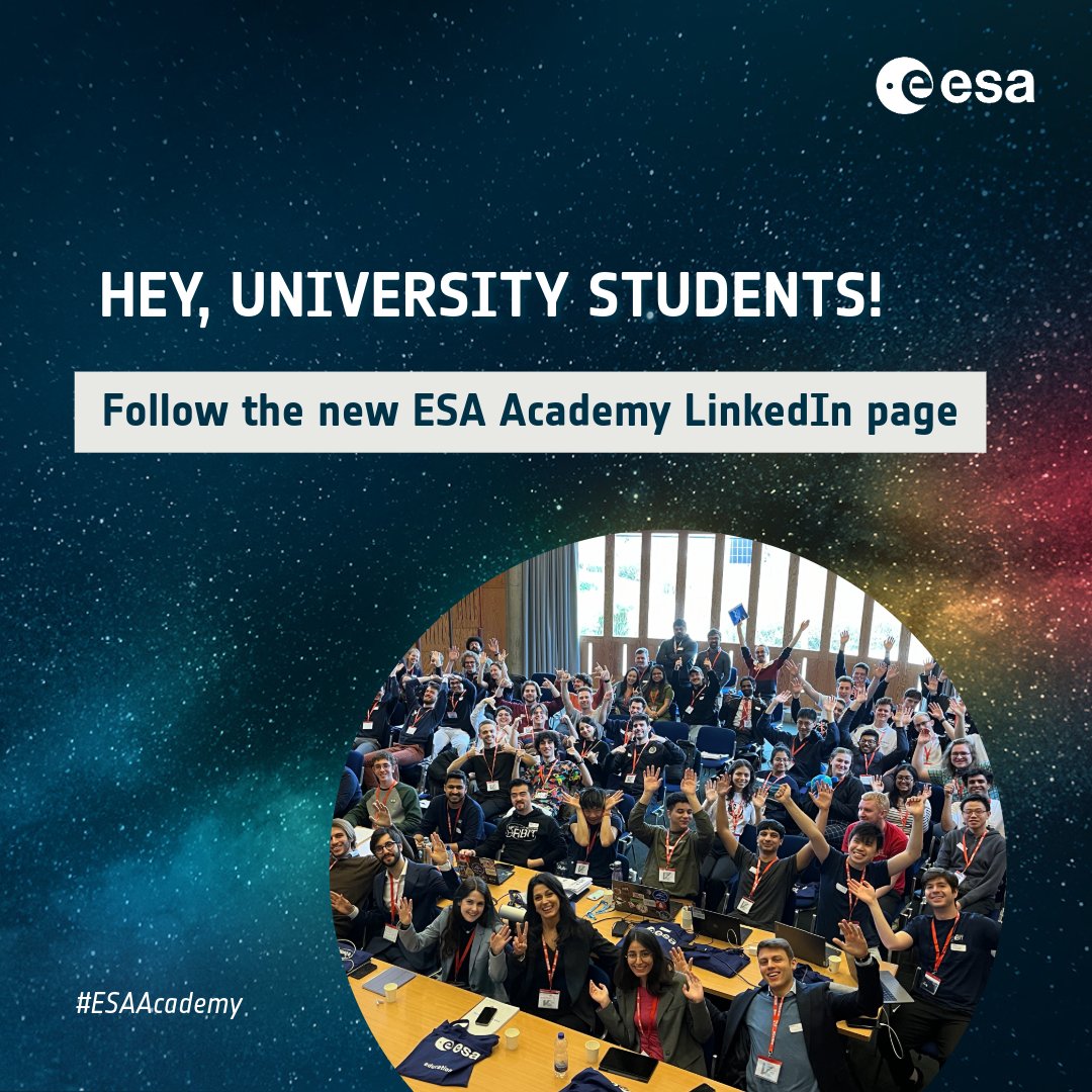 📢 Calling all #university students! 🎓 We've opened a social channel exclusively for you: on the new ESA Academy LinkedIn page you can stay up-to-date on all opportunities to boost your career in the space field. ✨🪐 Follow us there 👉 linkedin.com/showcase/esaed…