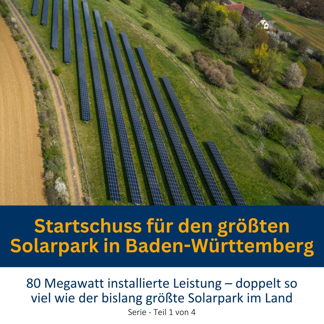 Auf der Schwäbischen Alb entsteht künftig der größte Solarpark in BW. Die installierte Leistung wird 80 MW betragen – gut doppelt so leistungsfähig wie der bislang auf Platz eins stehende Solarpark im Land.