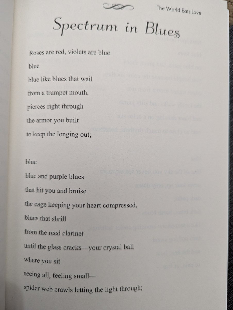 Excerpt from 'Spectrum in Blues' 🖤✨ THE WORLD EATS LOVE by @practicallypoet books2read.com/TWEL-by-Carol-…  Poems bearing up under the weight of longing, loss, & regret #poetrycommunity #readingcommunity #poetry #darkpoetry #poetrybooks #bookblogger #bookblast #tbrpile
