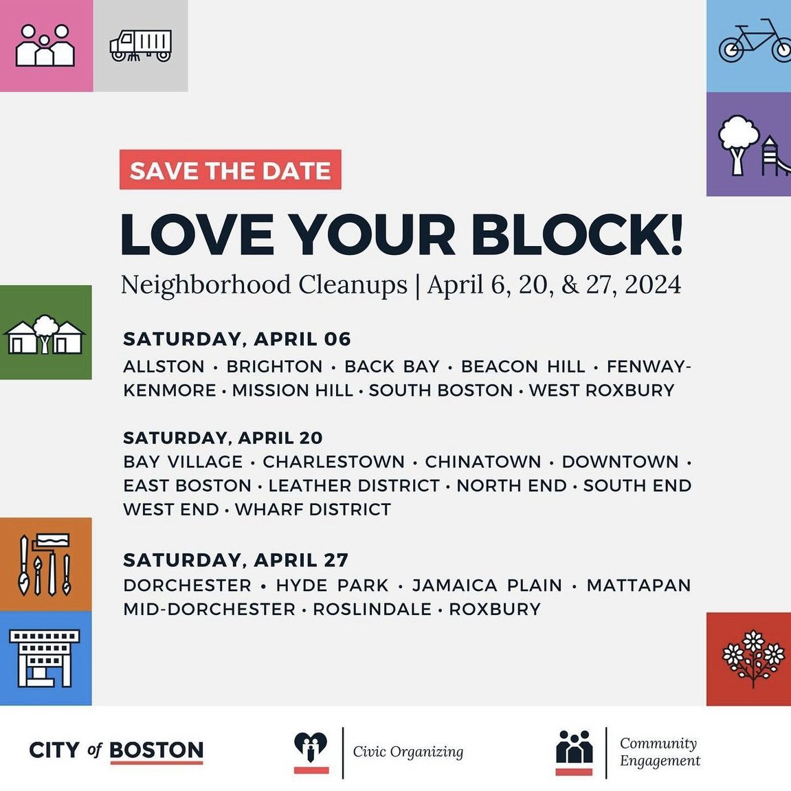 Neighborhood clean ups begin this weekend! Help clean up the aftermath yesterday’s gusty winds. #loveyourblock