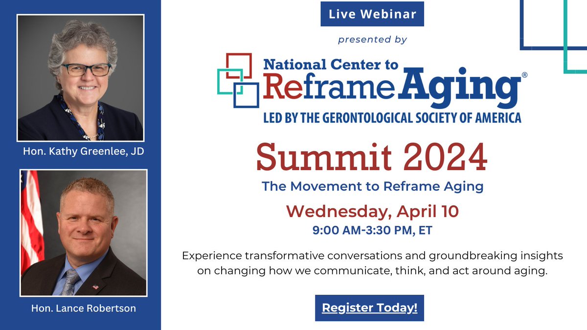 Join us for Summit 2024: The Movement to Reframe Aging featuring Lance Robertson from @Guidehouse and Kathy Greenlee from @ADvancingStates and board chair @NCOAging as moderators! 🌟Like and retweet if you've registered. Register here: bit.ly/42TUior #ReframingAging