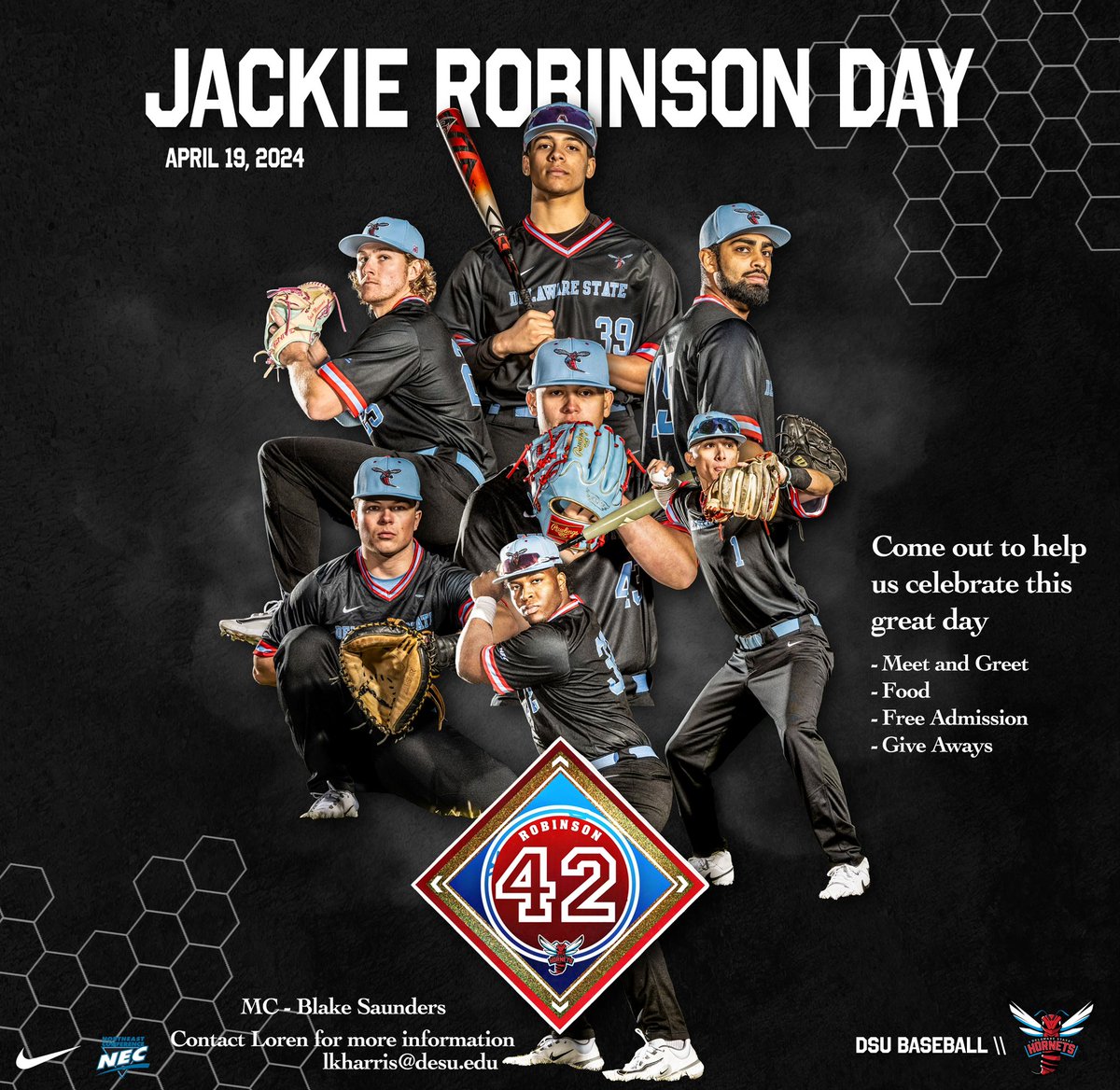 Come Celebrate Jackie Robinson Day!⚾️ 📅 April 19th 🔴Stay Tuned For More Information! 🔵 #GoHornets #MakeAStatement #LegacyandPride