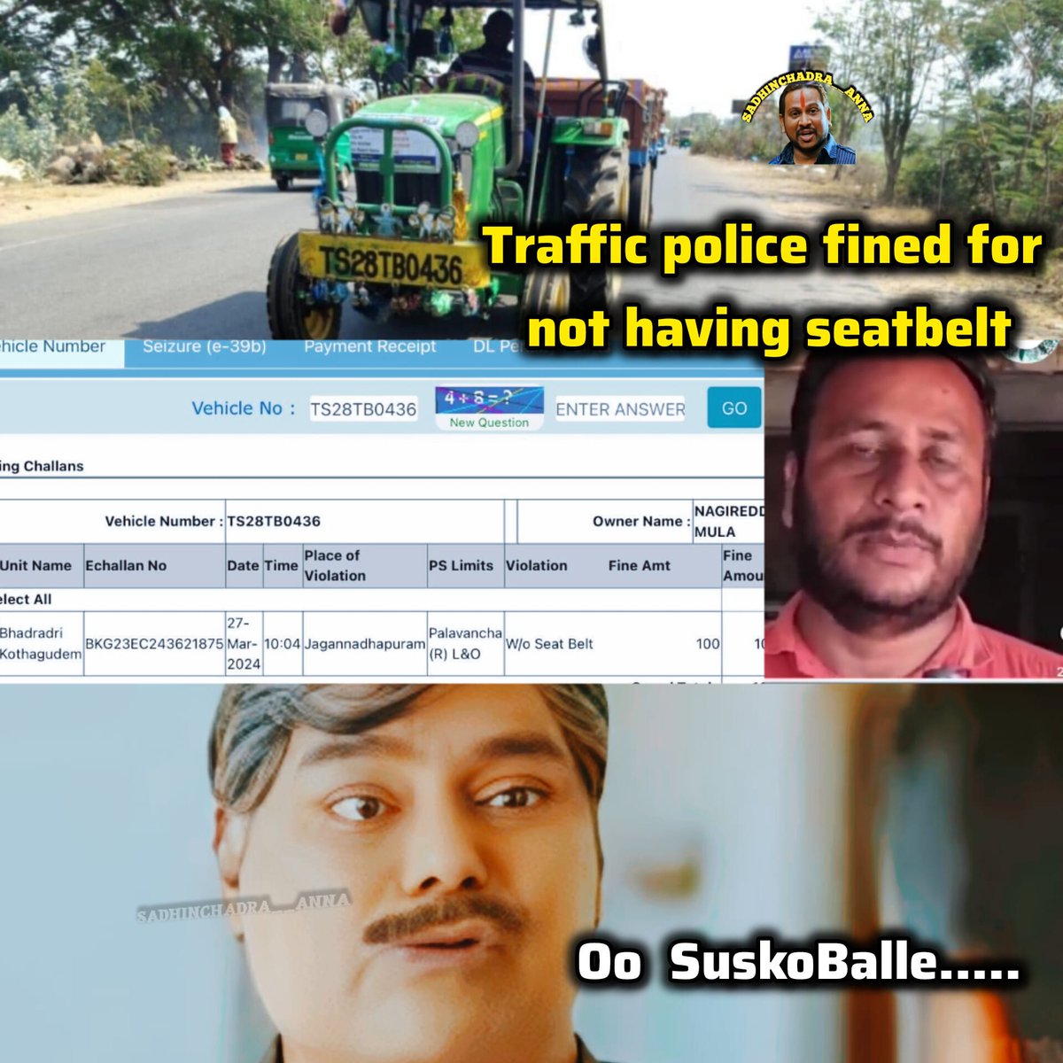 RaghuNa38149527's tweet image. Talented Traffic police #chalan #telangana #tractordriver #tractor