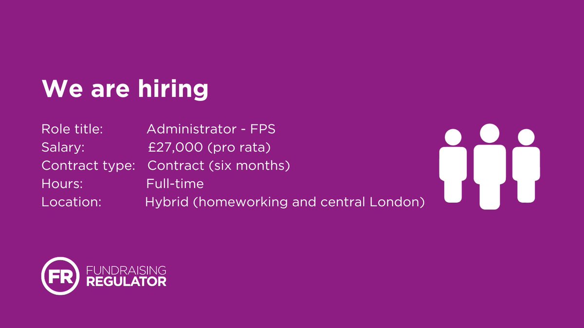 We are recruiting for four roles. See below for more details on how to apply: Digital Content Officer: bit.ly/43LX3sh Case Officer: bit.ly/4aFbIrC Business & Registration Assistant: bit.ly/3U6ymDZ Administrator - FPS: bit.ly/3U6yyDd