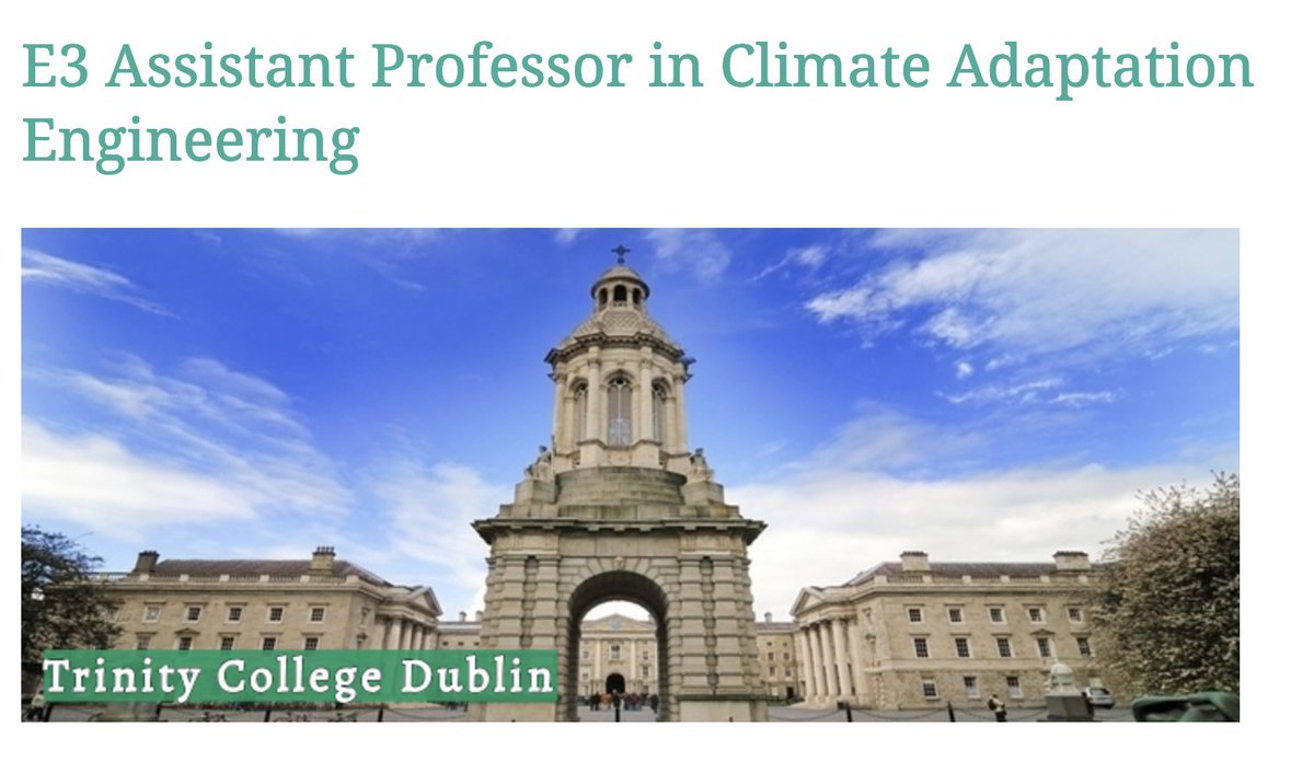 Our department is looking to appoint an E3 Assistant Professor in Climate Adaptation Engineering This is an exciting opportunity to join our dept to work on our new E3 MSc in Climate Adaptation Engineering. universityvacancies.com/trinity-colleg…