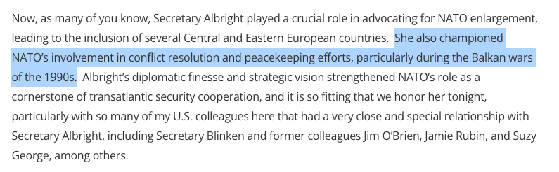 NATO's bizarro world: It bombed multiple countries in the Balkans during the 1990s. But it calls its killings and massive civilian destruction "conflict resolution" and "peacekeeping." state.gov/secretary-anto…