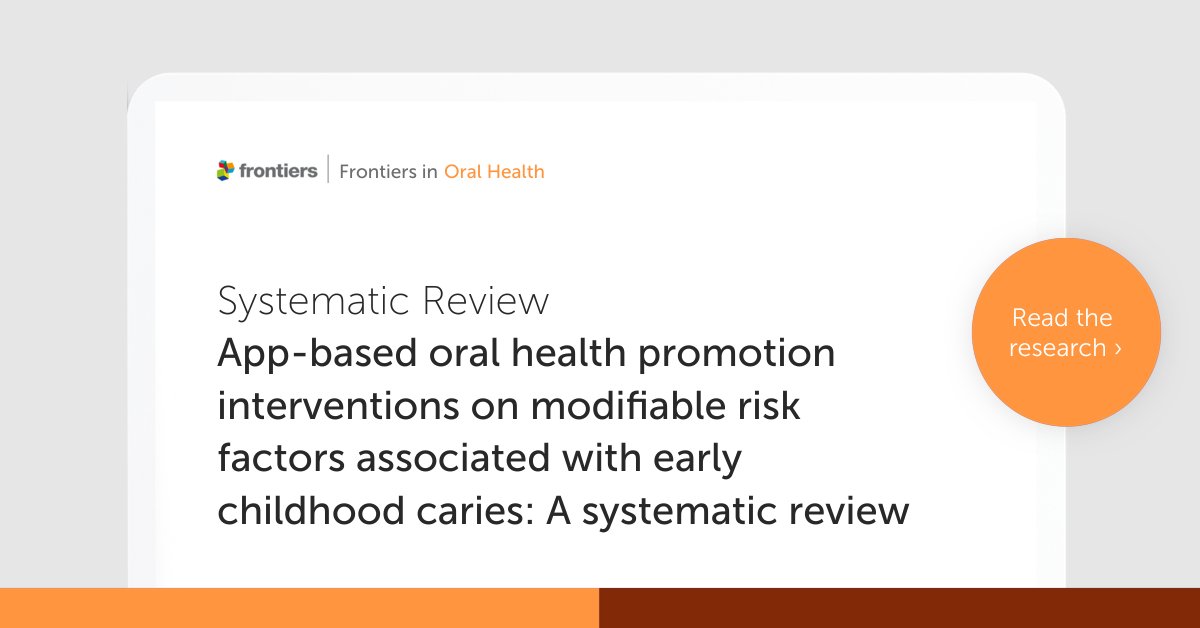 🎉Congratulations to the winners of an Outstanding Article Award 2023 from Frontiers in Oral Health! 🤳This insightful systematic review looked at how apps could be effective in improving child oral health awareness among parents. ➡️frontiersin.org/articles/10.33…