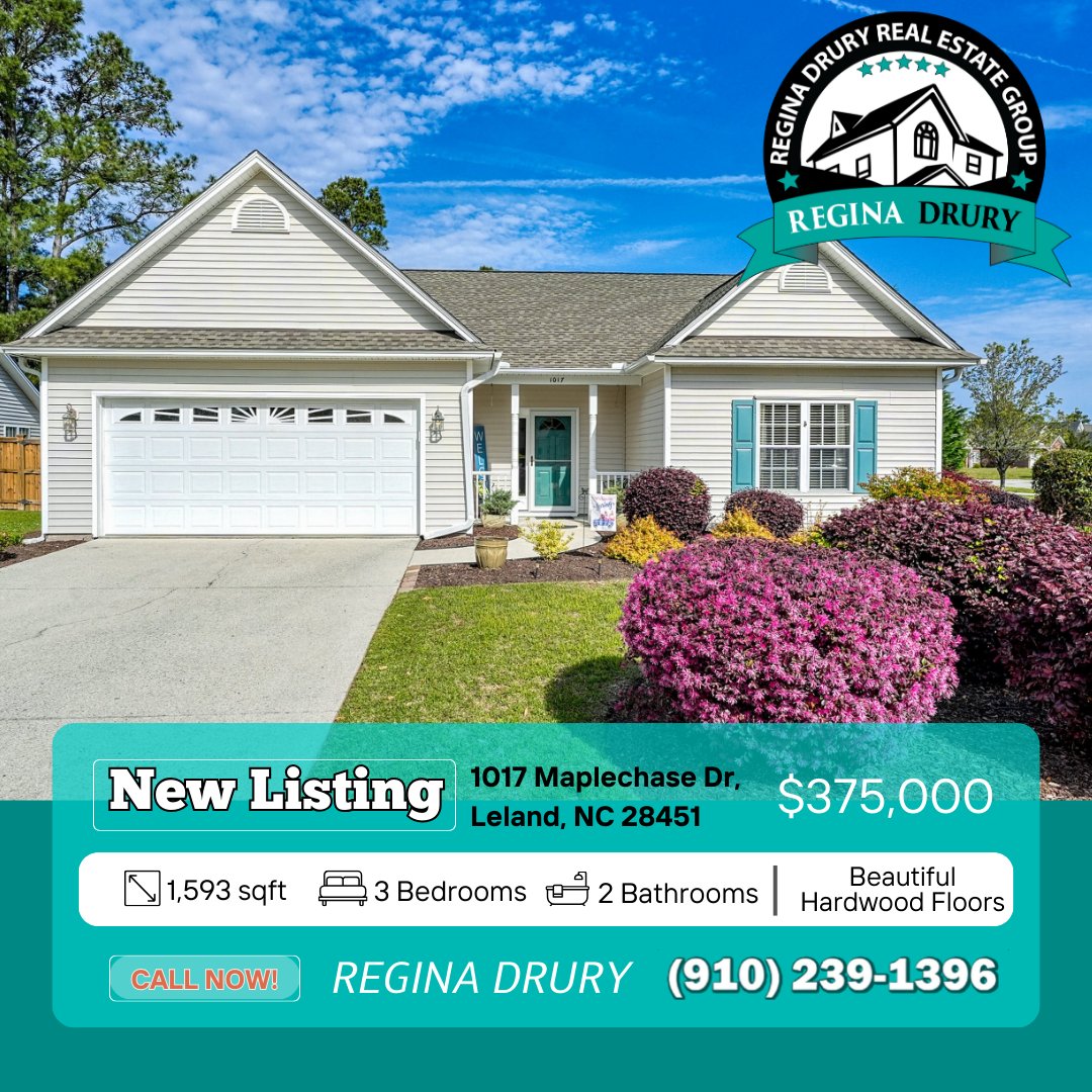 Your dream home awaits! Hurry see this home now and send in your offer because this won't last long!
For more photos and information, visit👇
reginadrury.com/property/10043…
DIAL 910-239-1396 NOW!
#soldsoon #homesforsale #magnoliagreens  #lelandnc #ncrealestate #NorthCarolina #nc