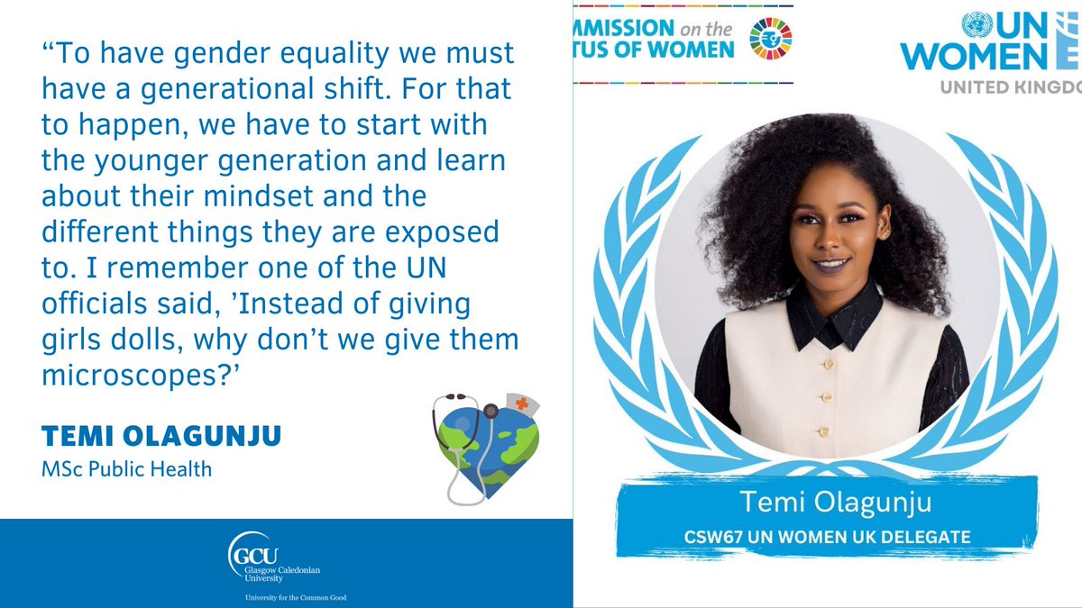 Temi Olagunju wants to see a generational shift when it comes to women around the world 👏 She spoke to GCU Student Life last year after contributing to the UN Commission on the Status of Women 💙 Full article ➡️ rb.gy/cxwuk7