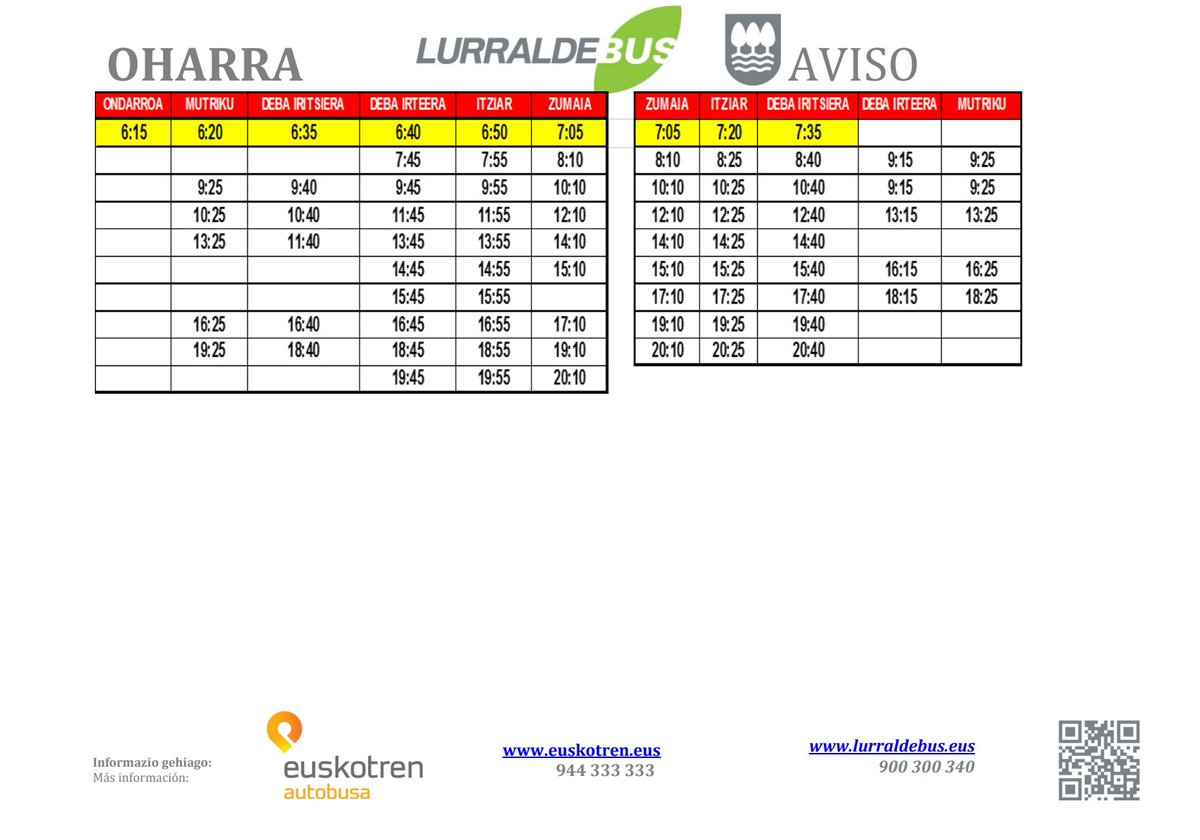 Lurraldebus's tweet photo. 📅 Apirilak 8tik / Desde el 8 de abril

📢 Linea aldaketa / Cambio de líneas

🕐Ordutegien aldaketa / Modificación de horarios

🚌#DB05

📱900 300 340

🔗 https://t.co/4gA1y60QoP https://t.co/Ut54RFQY8w