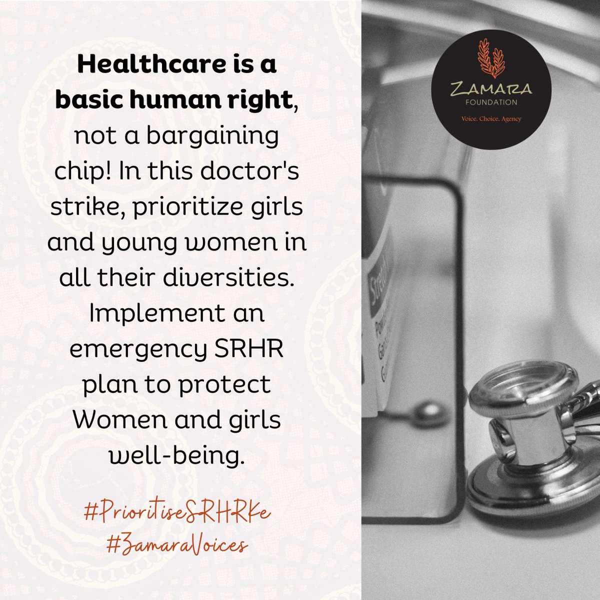 Healtcare is a basic human right not a bargaining chip! #PrioritiseSRHRKe #ZamaraVoices @Zamara_fdn