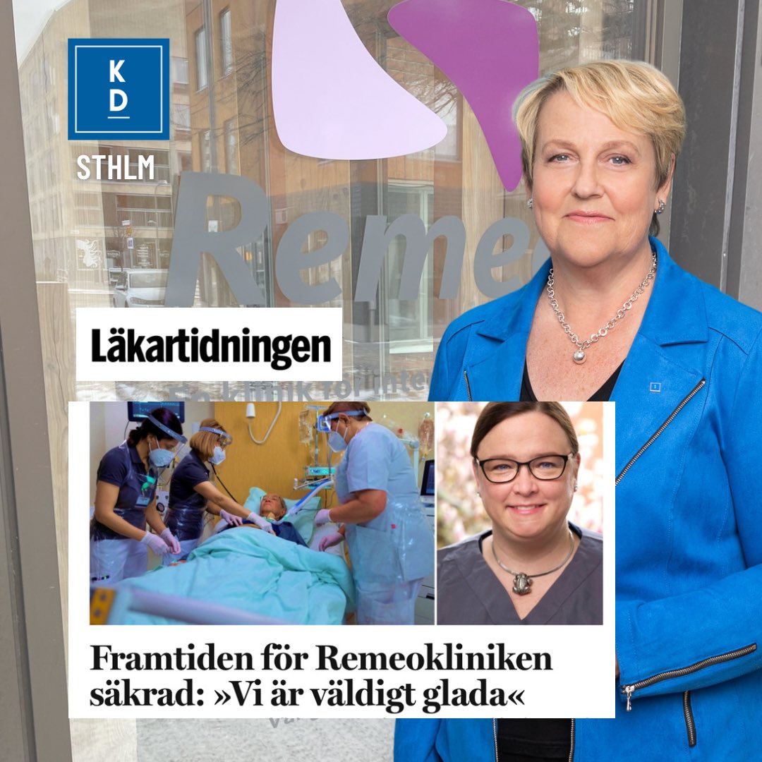 kdregionsthlm's tweet image. Framtiden för Remeokliniken säkrad!
lakartidningen.se/aktuellt/nyhet…