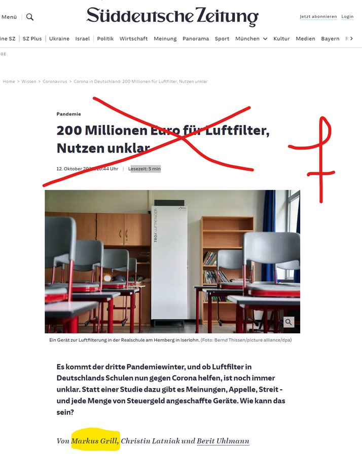 Climate_Inform's tweet photo. Ich hänge mal an:

Wie #MarkusGrill förmlich im Alleingang über alle möglichen Medien #Luftfilter #HEPAFilter diffamiert hat, gegen alle Studien und gegen alle DIN-Normen, der letzten rund 60 Jahre!

Und alle Lügen immer noch online! 🤬 

Fangen wir an: https://t.co/cqia0Pl4l6 https://t.co/TpeagMU8Cl