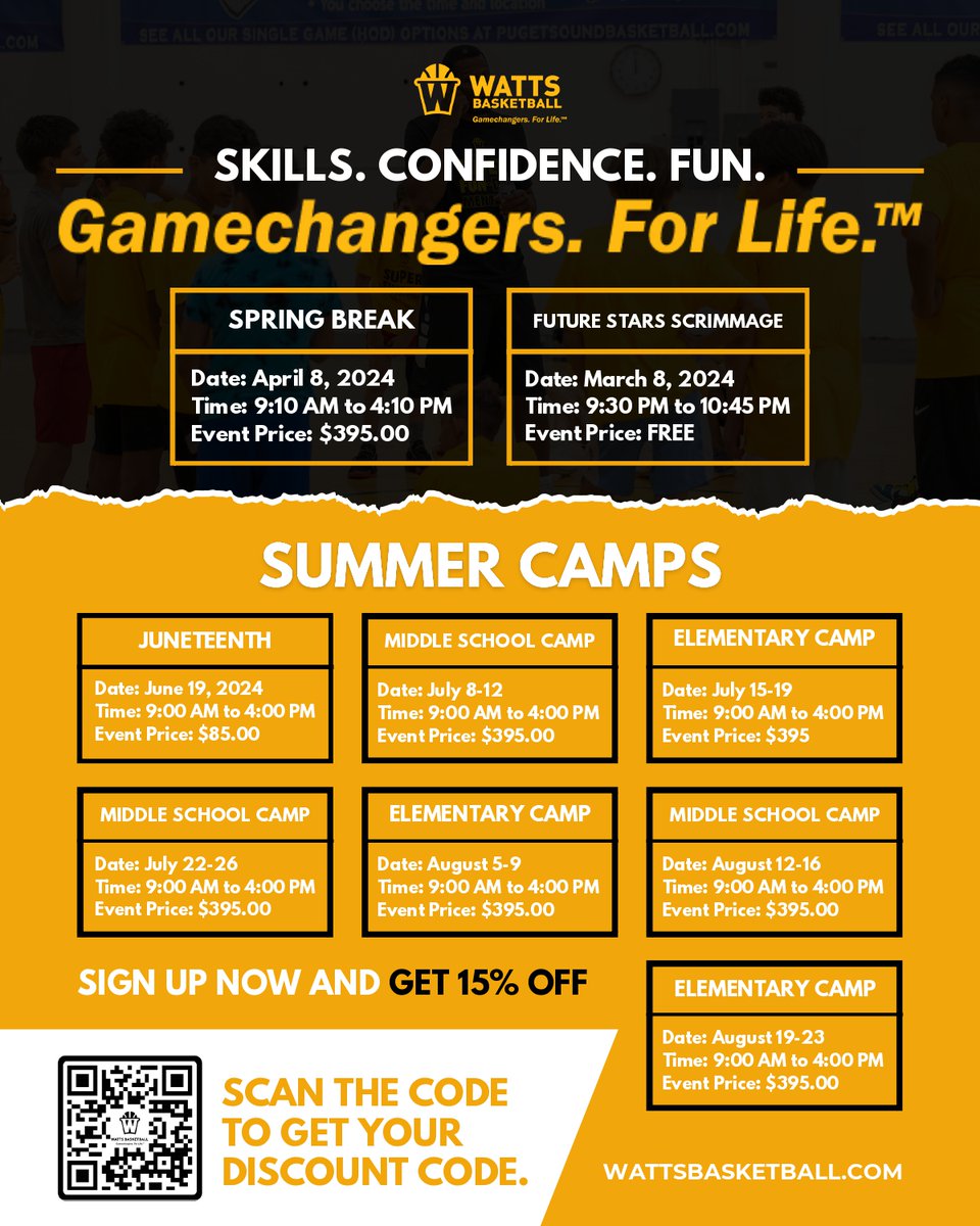 WattsBBall's tweet image. 📢 Only 3 days left until Watts Basketball's Spring Break Camp! 🏀 Join us starting April 8th for a week of growth, development, and unforgettable moments. Sign up now and get ready to soar! 💫💪 

Link: wattsbasketball.co/FUNdamental24

#SpringBreakCamp #WattsBasketball