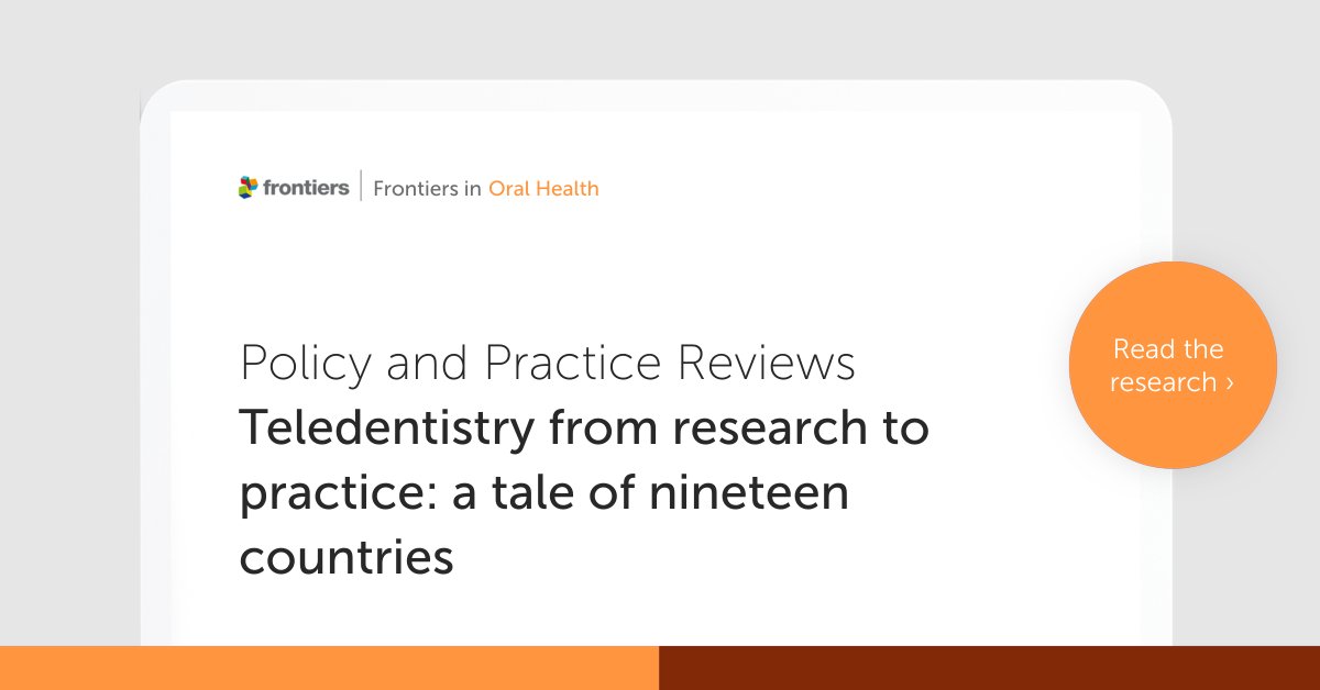🎉Congratulations to the winners of an Outstanding Article Award 2023 from Frontiers in Oral Health! 🦷This impactful review summarizes and discusses the use of #teledentistry in various countries. ➡️frontiersin.org/articles/10.33…