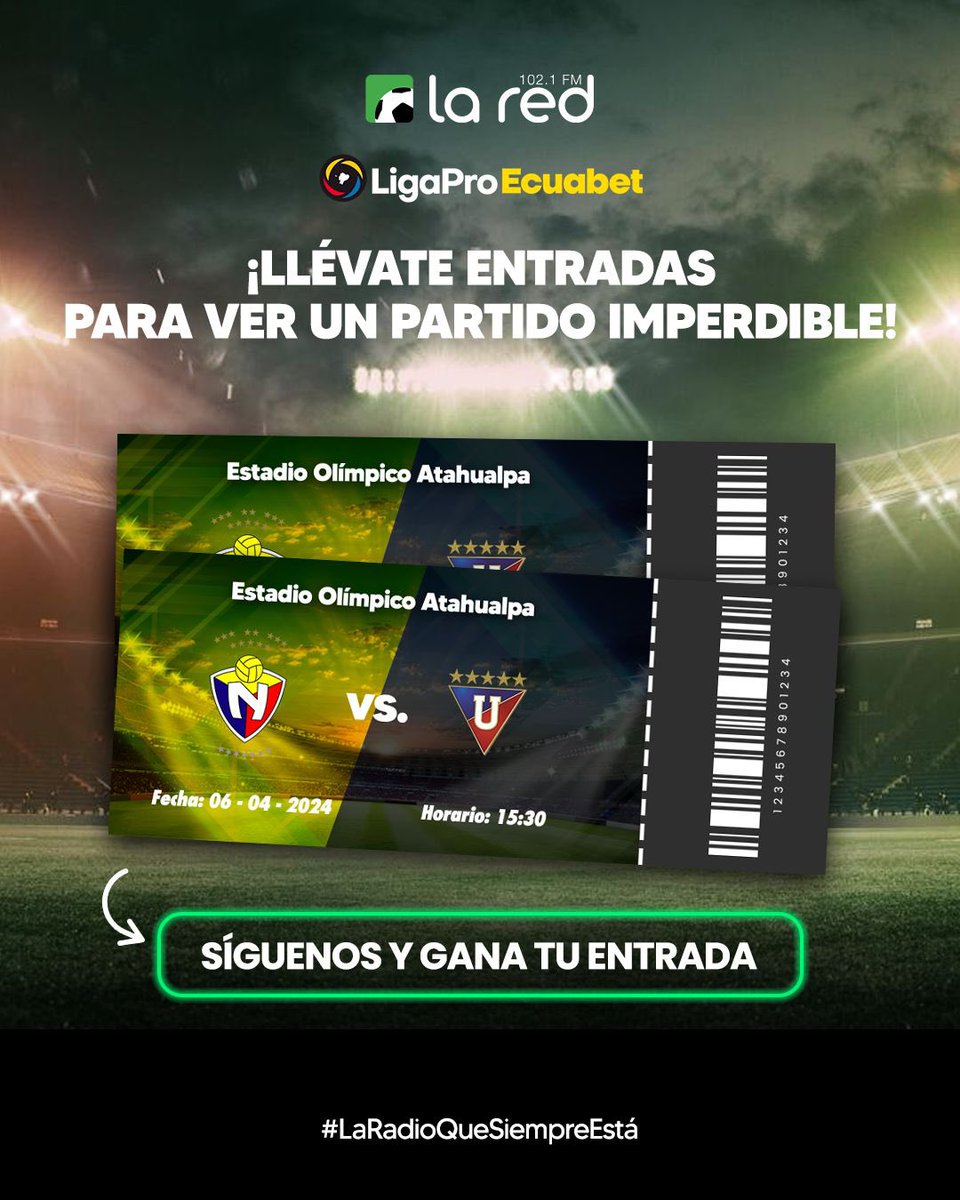 laredecuador's tweet photo. SORTEO ��️🎉 Nos vamos al estadio para @elnacionalec vs @LDU_Oficial gracias a Led Games. Instrucciones para ganar: 

1. Seguirnos 
2. Comenta con quien quieres ir y tu pronóstico 
3. Dale RT a este post 

✅ Éxitos a todos. Esta noche anunciamos a los ganadores. https://t.co/IXt3jplse3