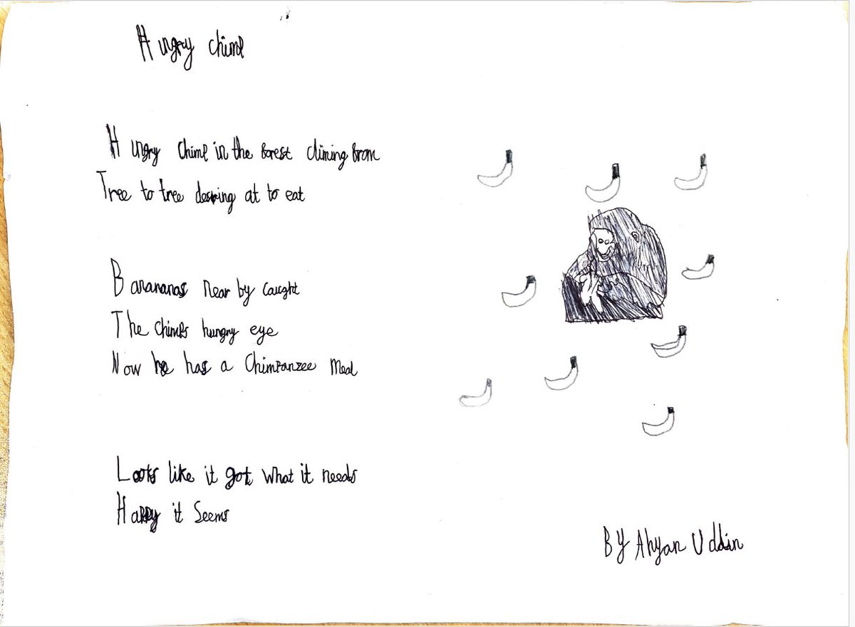 A start about a hungry chimp, written for Dr Jane Goodall's 90th birthday, by a student at Thomas Buxton Primary School 🌱 Roots and Shoots UK #JaneAt90 #CelebrateJaneAt90 #RootsAndShootsUK