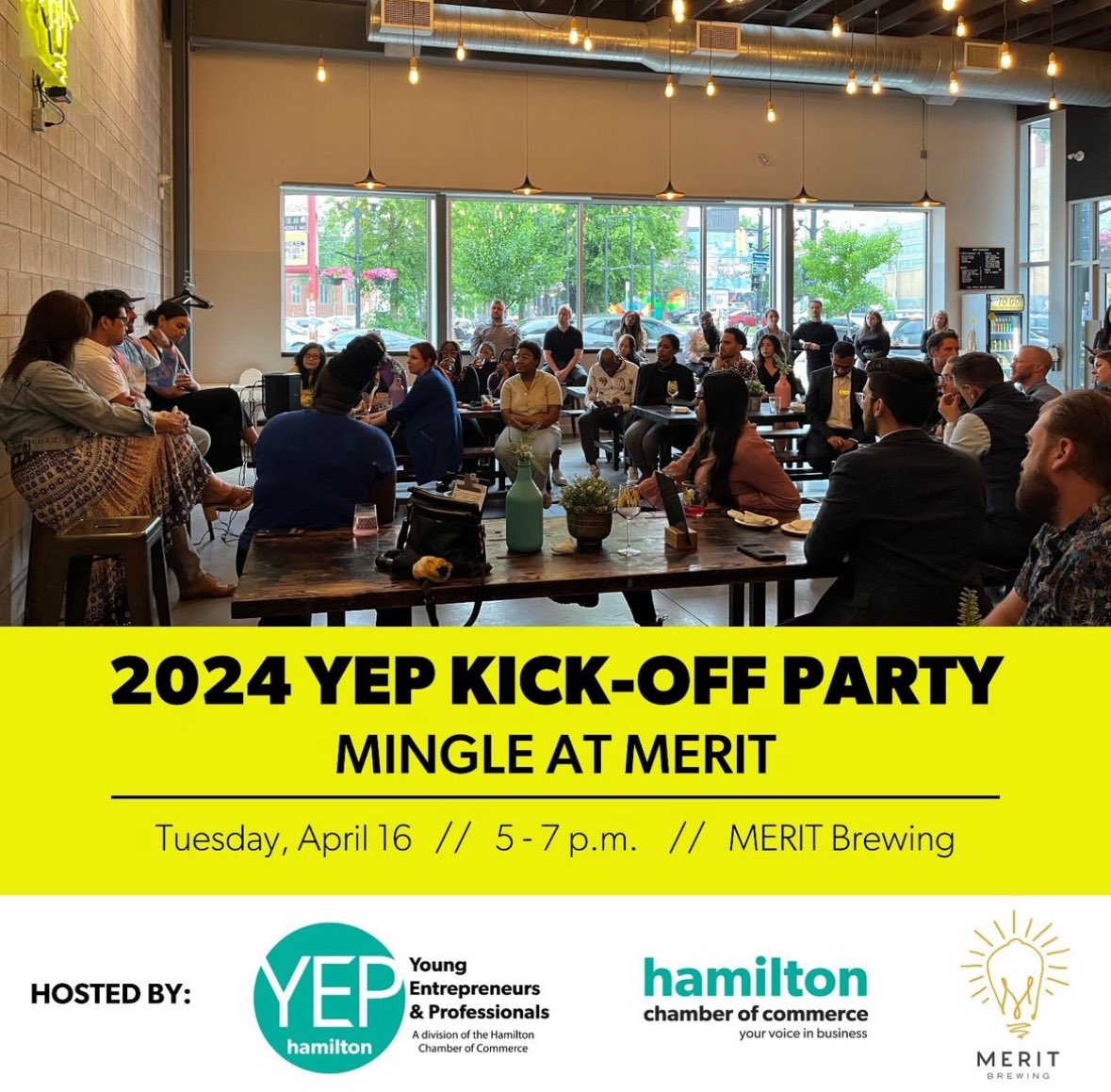 Don’t miss the YEP 2024 Launch Party: Mingle at Merit🎉 

Join us on Tuesday, April 16th and get ready to mix, mingle, and make connections at Merit Brewing!🍻

Includes a complimentary drink ticket! 

Grab a ticket: hamiltonchamber.ca/events/yep-pre…