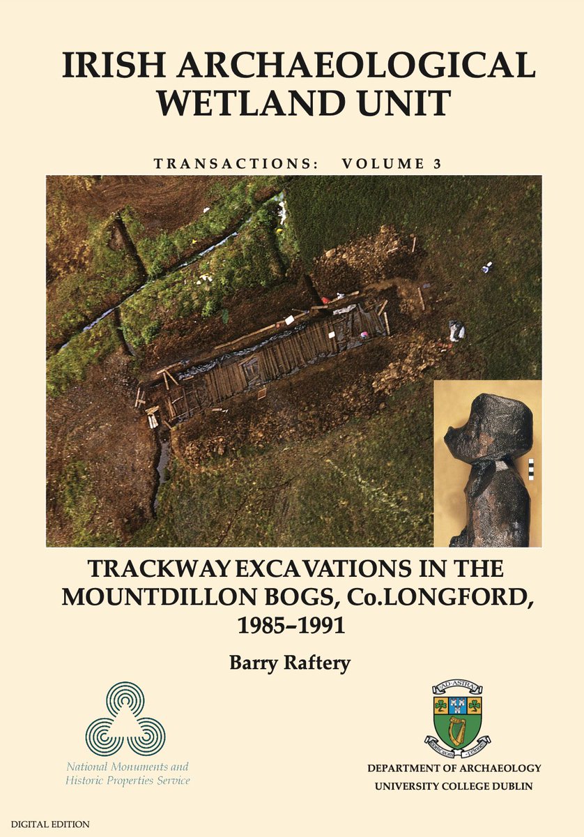 Raftery, B. (1996) Trackway Excavations in the Mountdillon Bogs, Co. Longford, 1985-1991 A key monograph in Irish peatland archaeology, published by IAWU, now free to download at UCD Library (thanks to @ConorMcDerm ) #Bogs #Archaeology #Ireland researchrepository.ucd.ie/entities/publi…