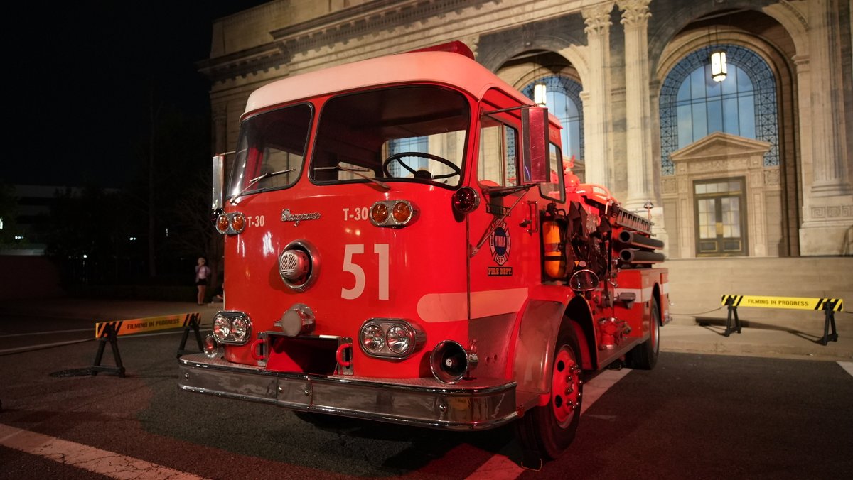 バックドラフトの消防車 昼間は 初めて見る細部に圧倒されますが、夜に