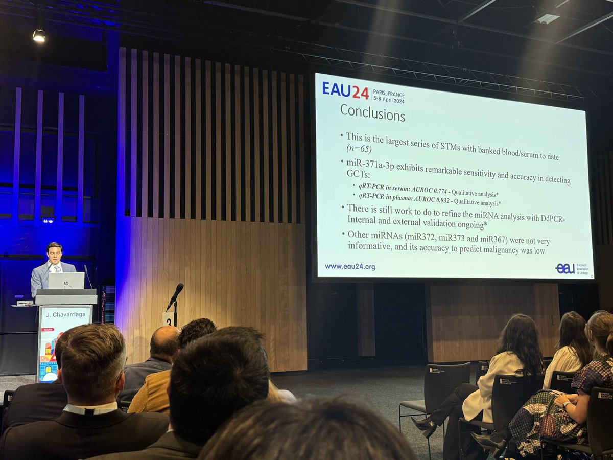 Proud of @chavarriagaj  as he elegantly presented our results of miRNA performance in small testis mass histology correlation. #eau24 @UofTUrology @thePMCF