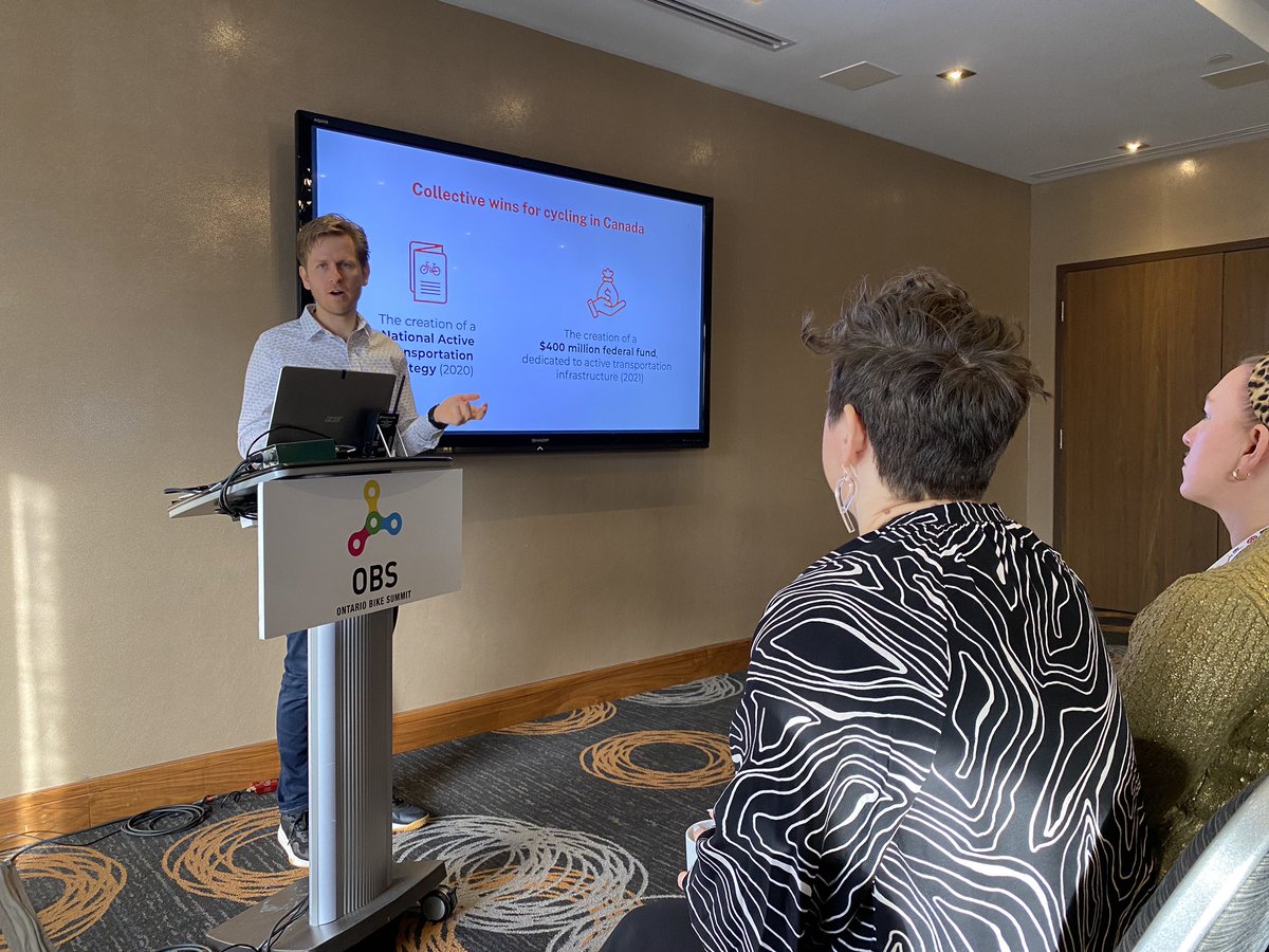 Wonderful opportunity to connect with city planners, engineers, advocates and many of our members through our presentation “Taking action to advance our shared dream for a bicycle-friendly Canada” at the @STRCycling Ontario Bike Summit this morning. #OBS2024