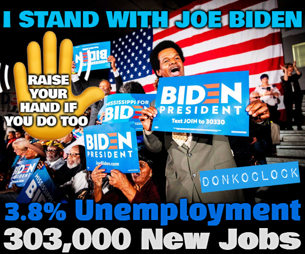 It's a Happy Friyay #FBR! Drop a 🩵 to Connect with 87K+ #DonksFriends! The US economy added 303K New Jobs! 3.8% #unemployment! 🔥 Joe Biden is kicking ass! Trump Media is Tanking! #ETTD #TrumpTheDictator Repost ♻️ & Comment below for 🎡 enhanced visibility #BlueCrew