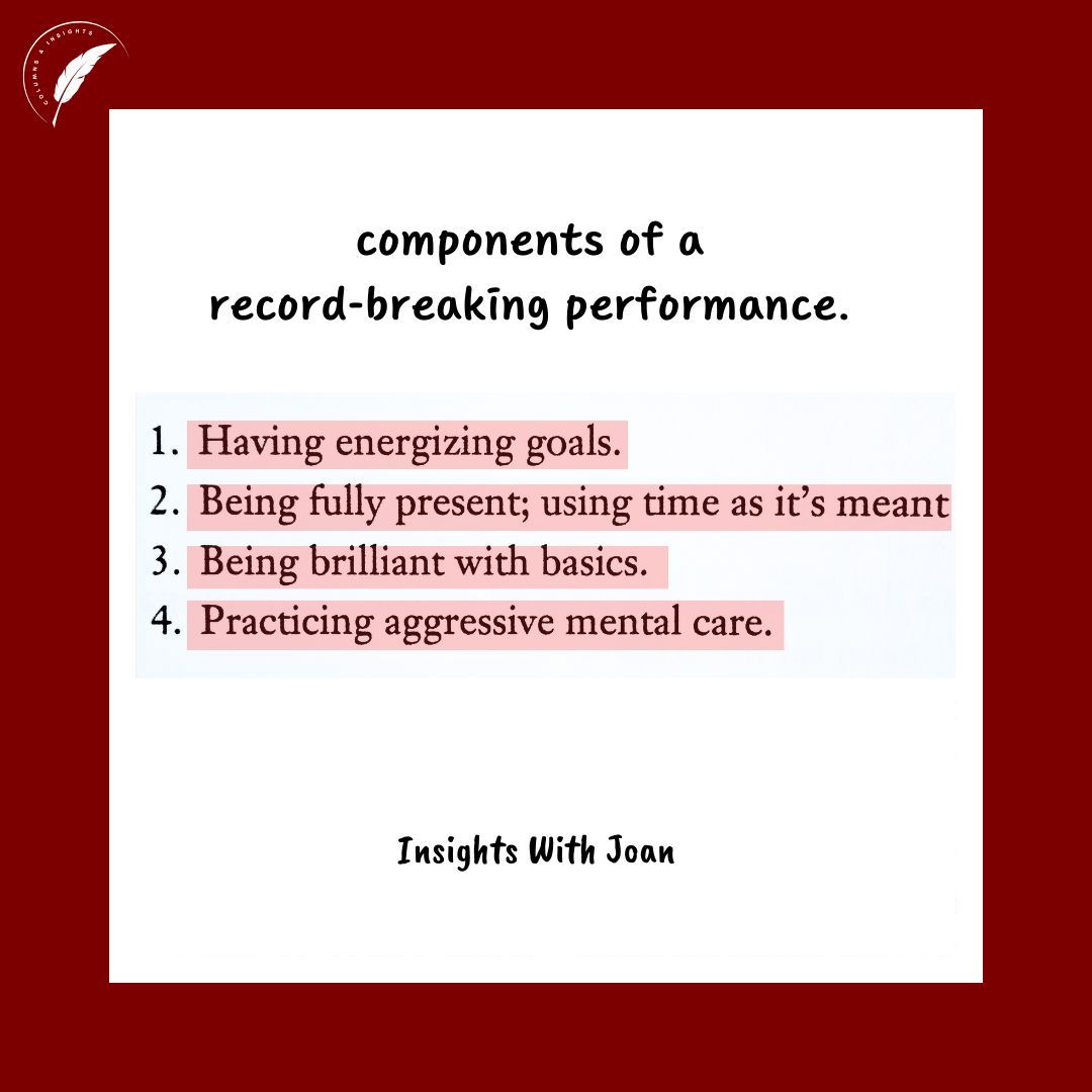 We can't be great without having an energizing goal, getting the work done, mastering the basics and consciously investing in our mental health. 

Being successful is about doing all the above, failing in the process and trying again until we get it right.