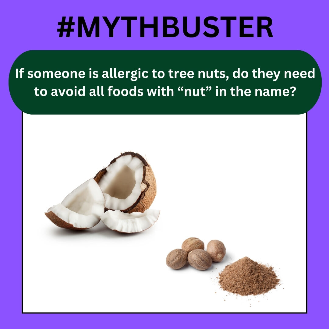 #Mythbuster If someone is allergic to tree nuts, do they need to avoid all foods with 'nut' in the name? Find out if you need to avoid coconut, nutmeg, and more: foodallergycanada.ca/mythbuster-som… #treenutallergy