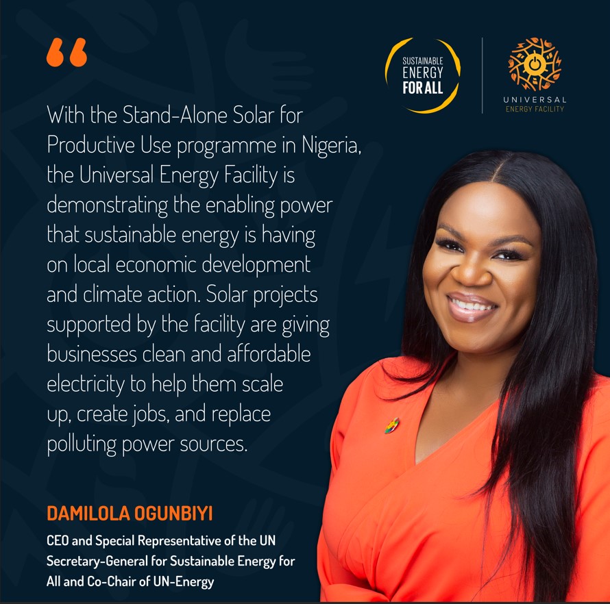 UEF_com's tweet photo. Feeling the excitement for clean energy at the UEF grant agreement announcing event in Abuja,🇳🇬! We're thrilled to share that we've expanded our SSPU program with 19 new solar businesses to deploy over 5,000 solar solutions for businesses and health facilities. 
@SEforALLorg https://t.co/bgFRMB1kXD