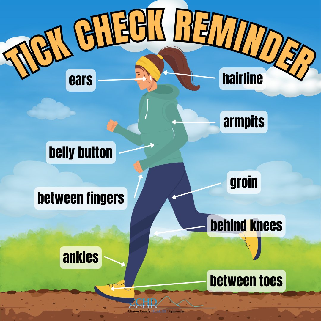 Don’t be a ‘tick’ in the mud; get outside for some #Exercise this #Spring. Just don’t forget a #TickCheck after hitting the trails. Learn more about #Ticks and #TickBorneIllness at clintonhealth.org/nc_healtheffec….