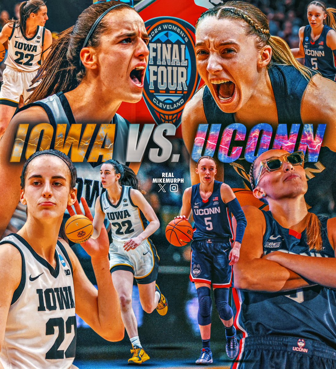 Two of the nations best face off TONIGHT⭐️ Tune into @espn at 9:30ET to see Caitlin Clark and the Iowa Hawkeyes take on Paige Bueckers and the UCONN Huskies🏀 @IowaWBB x @UConnWBB | @espn #ad