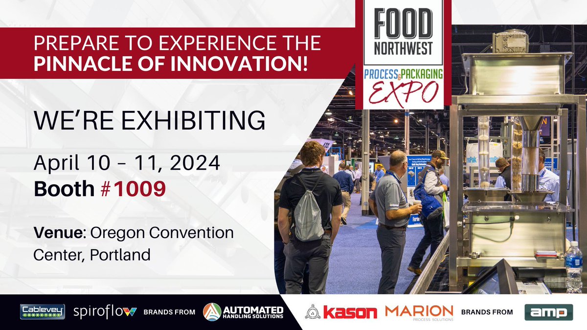 Dive into the heart of innovation with us at the Food Northwest Process &amp; Packaging Expo 2024! Join us: buff.ly/3VGt4jD #innovation #automation #automatedhandlingsolutions #materialhandlingsolutions
